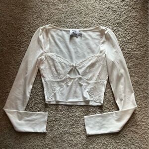 Princess Polly white lace crop top